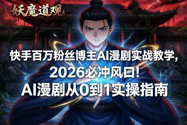 快手百万粉丝博主AI漫剧实战教学，2026必冲风口！AI漫剧从0到1实操指南-知识星球