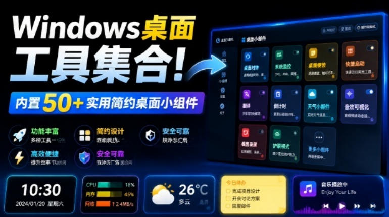 Windows桌面工具集合！内置50+实用简约桌面小组件，含截图、录屏、翻译、天气等，多秘工具箱-知识星球