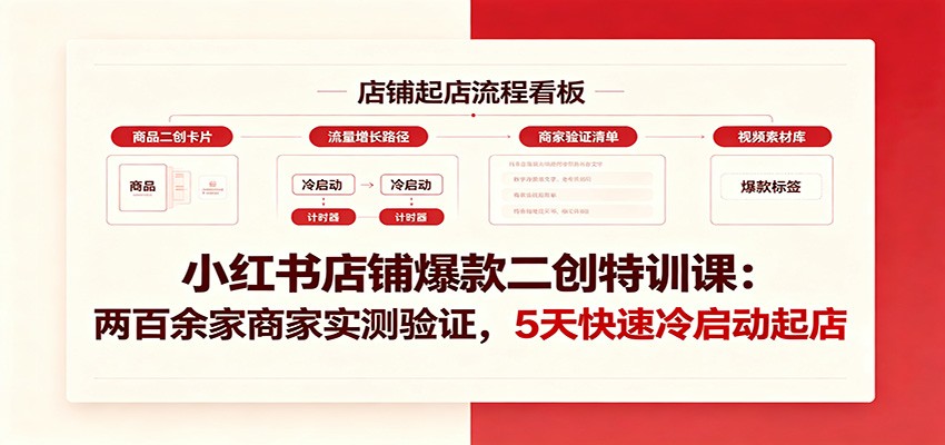 小红书店铺爆款二创特训课：两百余家商家实测验证，5天快速冷启动起店-知识星球