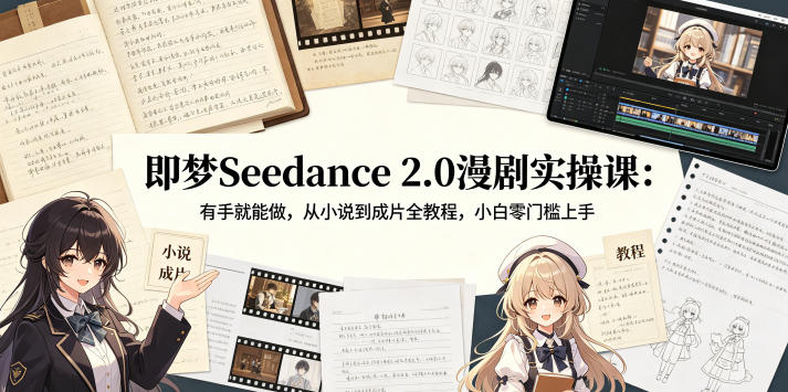 即梦Seedance 2.0漫剧实操课：有手就能做，从小说到成片全教程，小白零门槛上手-知识星球