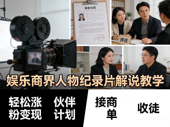 娱乐商界人物纪录片解说教学,轻松涨粉变现,伙伴计划,接商单,收徒等-知识星球