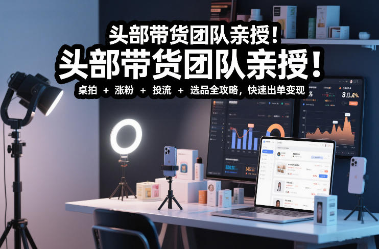 头部带货团队亲授！专业短视频实拍带货课：桌拍+涨粉+投流+选品全攻略，快速出单变现，月入2w+-知识星球
