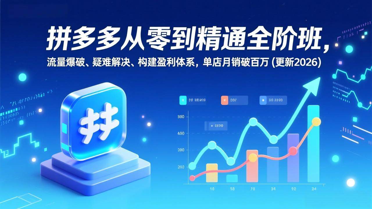 拼多多从零到精通全阶班，流量爆破、疑难解决，构建盈利体系，单店月销破百万(更新2026-知识星球