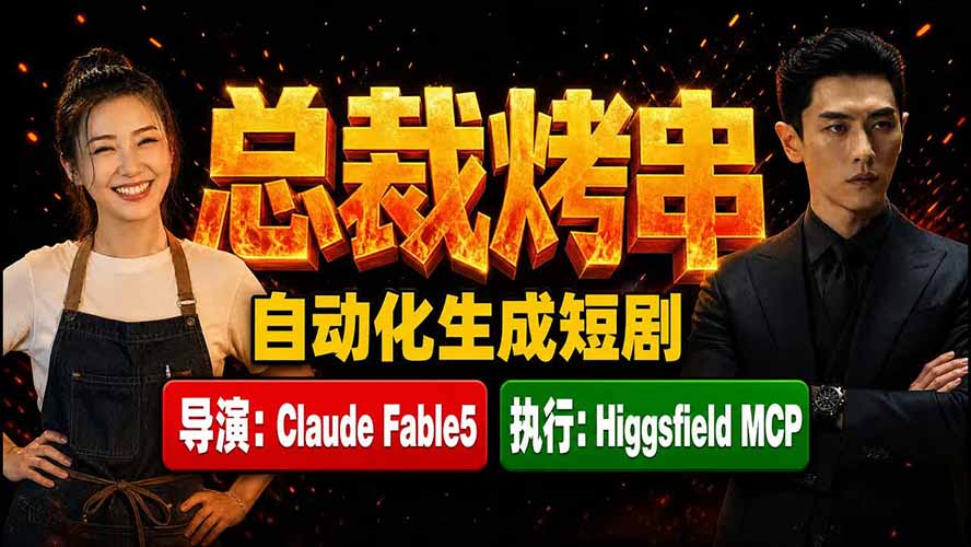 《总裁烤串》真人短剧全自动诞生！Claude Fable5 当导演，Higgsfield MCP 执行！-知识星球