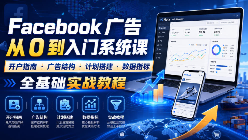 Facebook广告新手从0到入门系统课｜开户指南・广告结构・计划搭建・数据指标全基础实战教程-知识星球