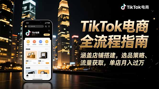 TikTok电商全流程指南，涵盖店铺搭建、选品策略、流量获取，单店月入过万-知识星球