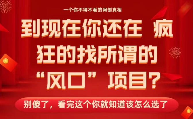 马上26年了，你还在找所谓的风口项目？别傻了，看完这个你全都懂了！【揭秘】-知识星球