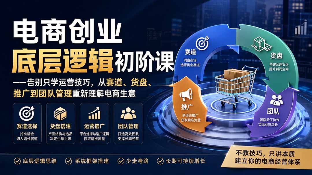 电商创业底层逻辑初阶课——告别只学运营技巧，从赛道、货盘、推广到团队管理重新理解电商生意-知识星球