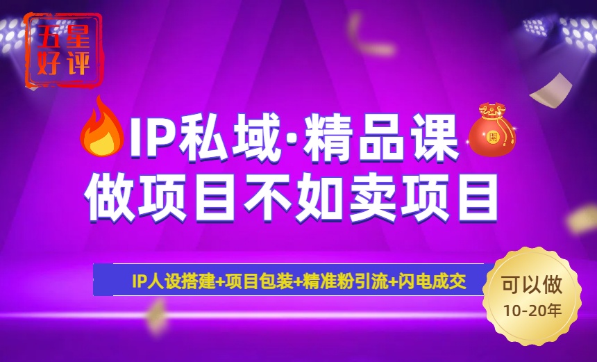 2025年“IP私域·密训精品课”，日赚3000+小白避坑年赚百万，暴力引流…-小禾网创