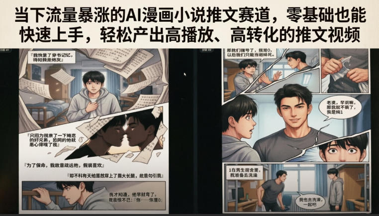 当下流量暴涨的AI漫画小说推文赛道，零基础也能快速上手，轻松产出高播放、高转化的推文视频-知识星球