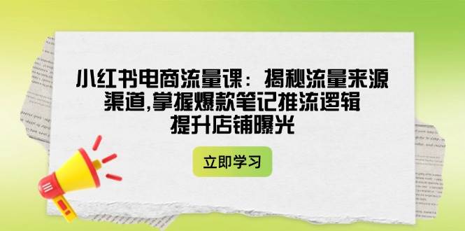 小红书电商流量课：揭秘流量来源渠道,掌握爆款笔记推流逻辑,提升店铺曝光-小禾网创