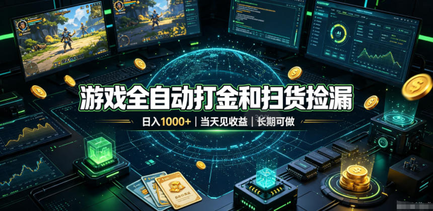 游戏全自动打金和扫货捡漏，日入1k+，当天见收益，长期可做！【揭秘】-知识星球