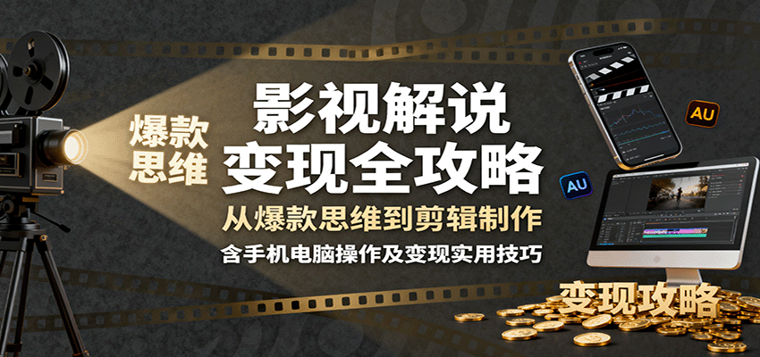 影视解说变现全攻略：从爆款思维到剪辑制作，含手机电脑操作及变现实用技巧-知识星球