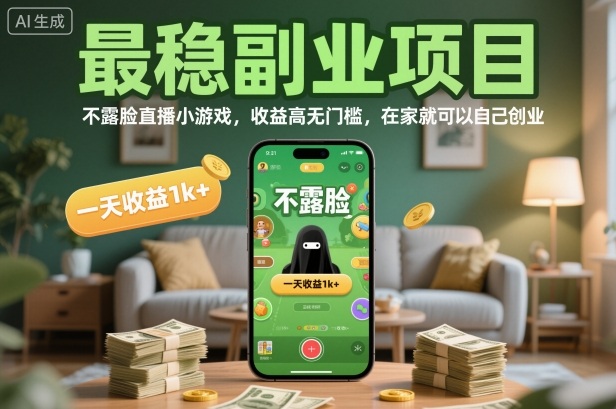 最稳副业项目，不露脸直播小游戏，收益高无门槛，一天收益1k+，在家就可以自己创业【揭秘】-知识星球