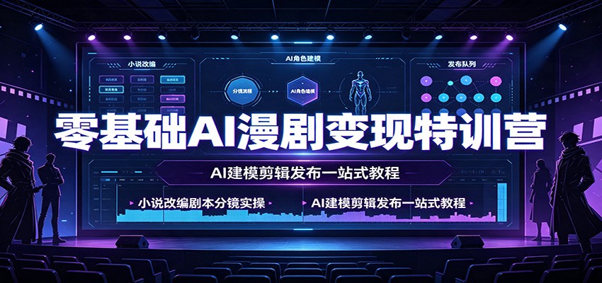 零基础AI漫剧变现特训营：小说改编剧本分镜实操，AI建模剪辑发布一站式教程-知识星球
