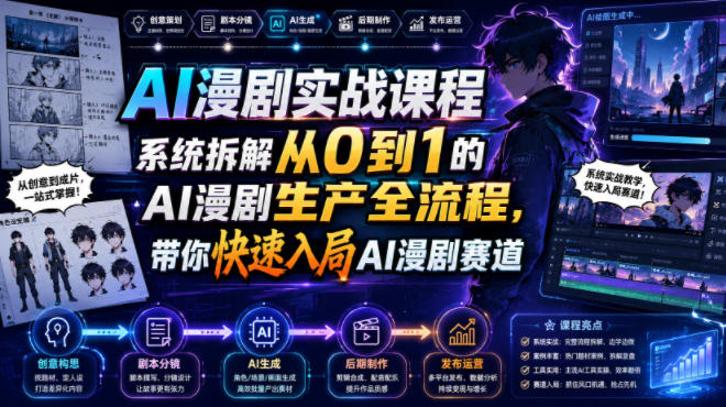 AI漫剧实战课程，系统拆解从0到1的AI漫剧生产全流程，带你快速入局AI漫剧赛道-知识星球