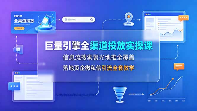 巨量引擎全渠道投放实操课，信息流搜索聚光地推全覆盖，落地页企微私信引流全套教学-知识星球