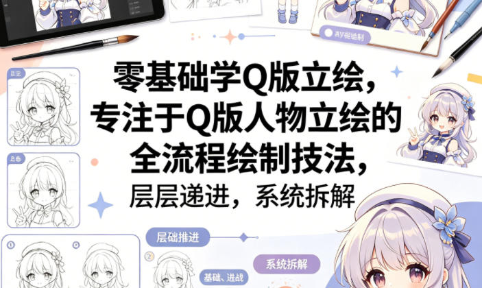 零基础学Q版立绘，专注于Q版人物立绘的全流程绘制技法，层层递进，系统拆解-知识星球