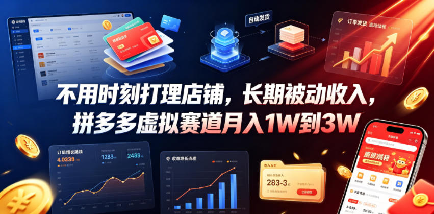 不用时刻打理店铺，长期被动收入，拼多多虚拟赛道月入1W到3W【揭秘】-知识星球