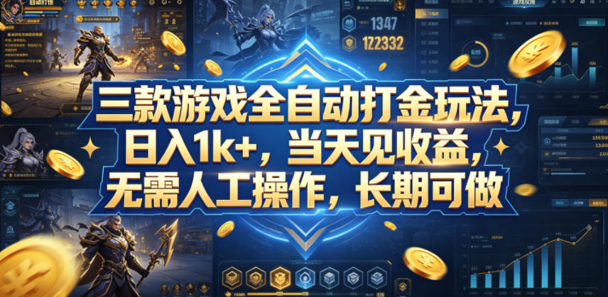 三款游戏全自动打金玩法，日入1k+，当天见收益，无需人工操作，长期可做【揭秘】-知识星球
