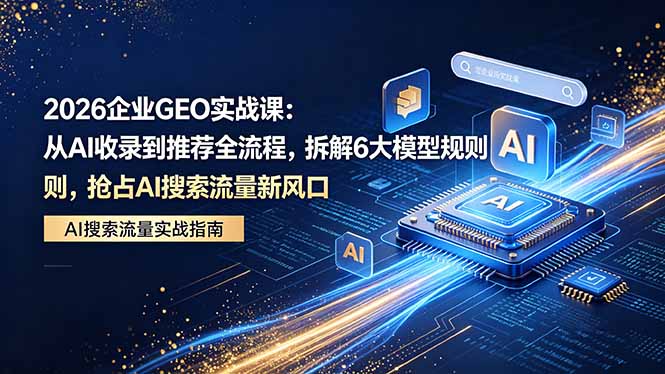 2026 企业GEO实战课：从AI收录到推荐全流程，拆解6大模型规则，抢占 AI 搜索流量新风口-知识星球