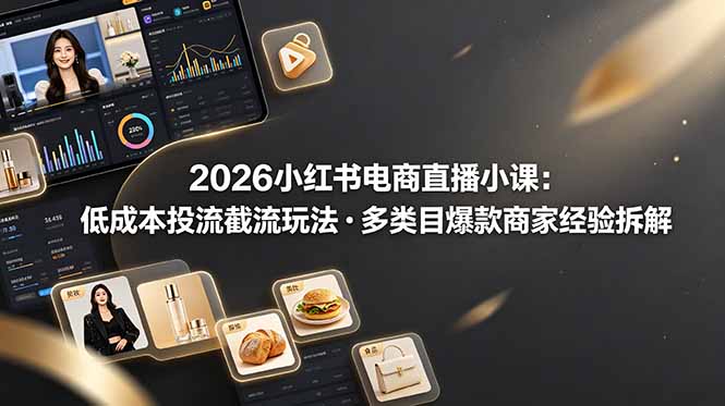 2026小红书电商直播小课，低成本投流截流玩法，多类目爆款商家经验完整拆解教学-知识星球